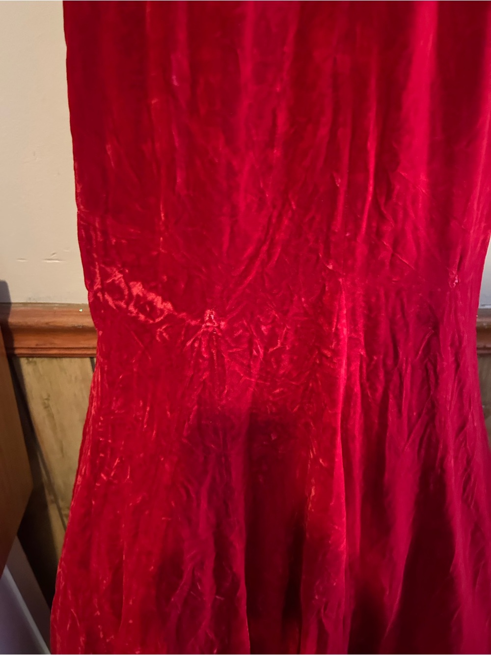 Sherri Hill Red Velvet Mermaid Gown Beaded Cap Shoulders prom pageant formal - Picture 8 of 8